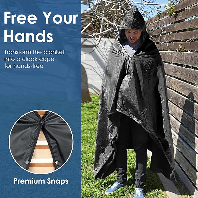 Catalonia Waterproof Stadium Blanket, Windproof Wearable Poncho for Football Sideline & Sports Events for Fans, Portable, Durable Outdoor Blanket for Camping & Tailgating