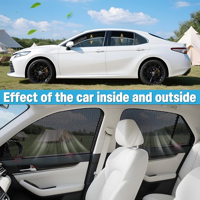 ZATOOTO Car Window Shades for Toyota Camry 2018-2023, 4 Pack Camry Sun Shade Side Window, Breathable Mesh Car Window Screen for Camping Napping Baby UV Protection