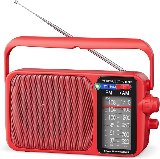 YOWGULF AM FM Radio with Best Reception,Bluetooth Portable AM FM Transistor,Battery Operated Radios or AC Power,Large Dial,Headphone Jack, Gifts for Seniors Elderly