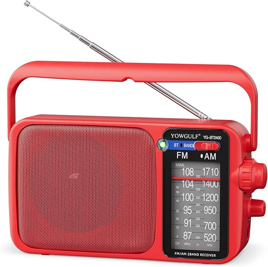 YOWGULF AM FM Radio with Best Reception,Bluetooth Portable AM FM Transistor,Battery Operated Radios or AC Power,Large Dial,Headphone Jack, Gifts for Seniors Elderly