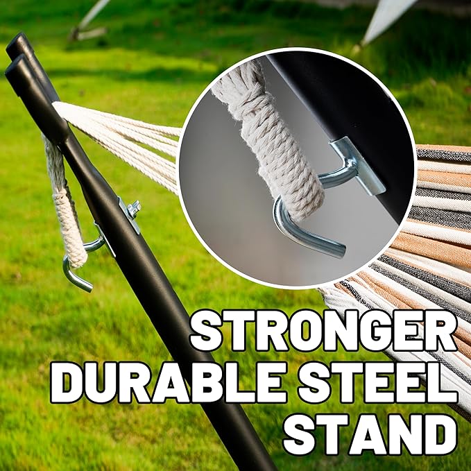 Hammock with Heavy-Duty Steel Stand for Outside，Hammocks 450 Lb Capacity，Portable Hammock，2 People Standing Hammocks，Suitable for Beach，Backyard, Gardens, Patio, Bedroom，100 * 40 * 38 Inch (Coffee)