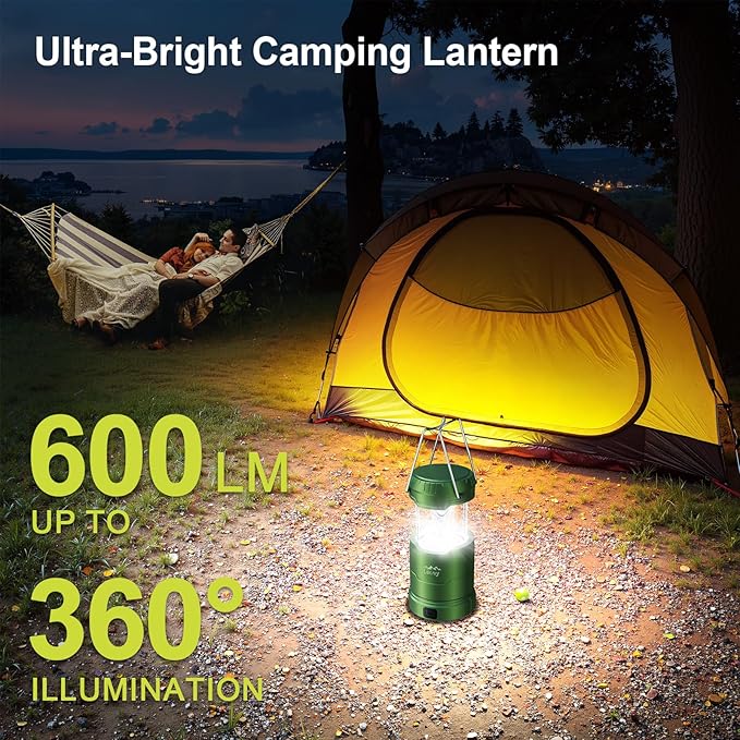 LETMY LED Camping Lantern for Power Outages, 3 Color Modes & Dimmable Battery Powered Lantern, IP65 Waterproof & Collapsible, Lanterns Flashlight Survival Kits for Emergency Hurricane Hiking, 4 Pack