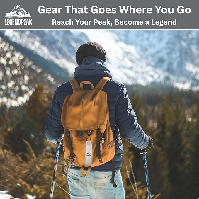 Titanium Spork 5-in-1 Camping Utensil Set 2-Pack – Ultralight Backpacking Silverware with Knife, Bottle Opener & Peeler, Includes Individual Travel Pouches & Carabiners