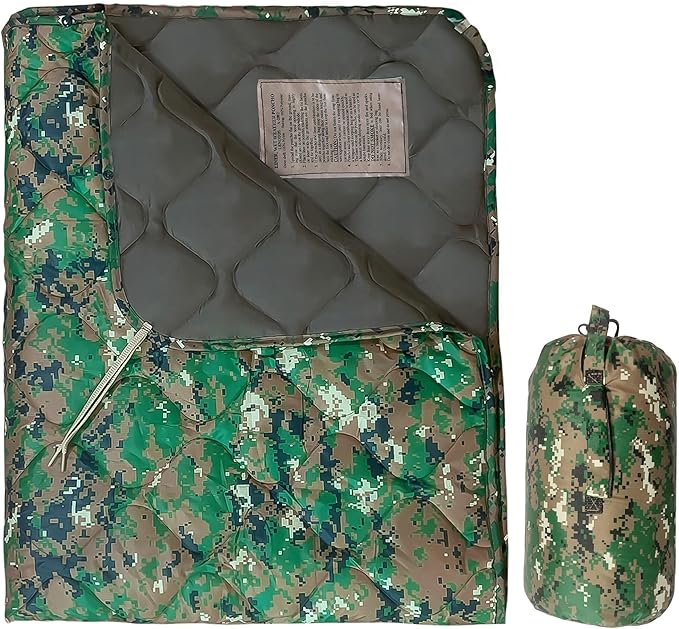 Lenotos Woobie Blanket, Thermal Insulated Military Poncho Liner, Water-Resistant, Portable, Insulation, for Hiking, Survival with Compression Carry Bag (Marpat)