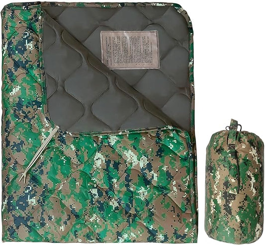 Lenotos Woobie Blanket, Thermal Insulated Military Poncho Liner, Water-Resistant, Portable, Insulation, for Hiking, Survival with Compression Carry Bag (Marpat)