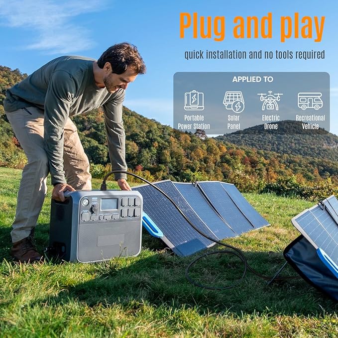 6-in-1 Solar Panel Connector Kit Solar Connector to DC5521 7909 8020 XT60 EC5 Solar Panel Multi Connector Cable Portable Heavy-Duty Weatherproof for RV Power Staion Generator (5ft)