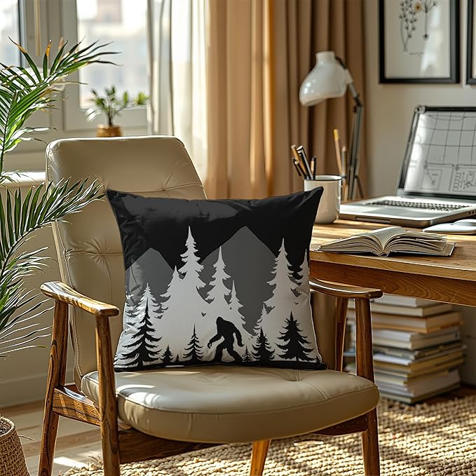 Funny Bigfoot Sasquatch Forest Throw Pillow Covers,Camping Camper Bigfoot Gifts for Women,Big Foot Sasquatch Gifts,Camper Decor Pillowcase