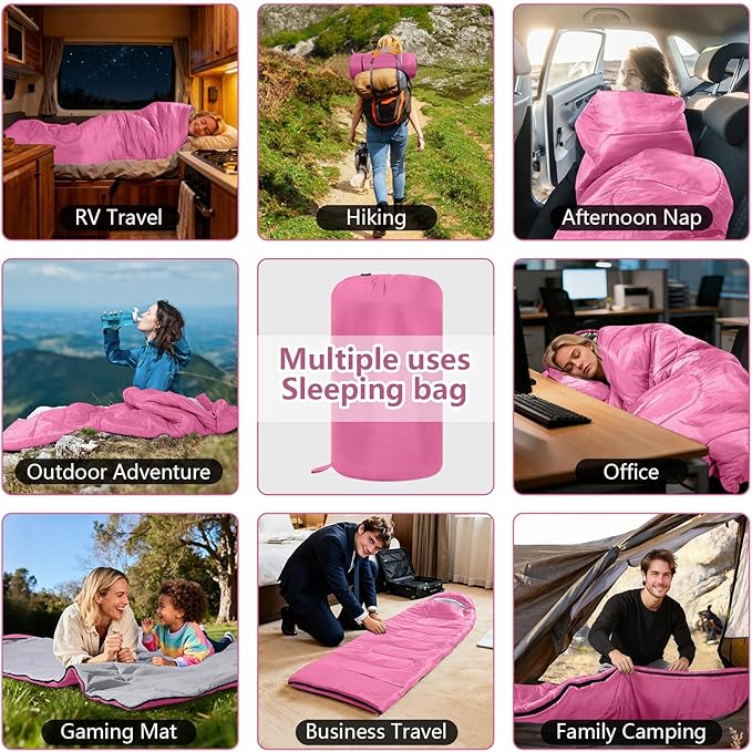 Sleeping Bags, Lightweight Camping Sleeping Bag for Adults, Kids, Hiking, Outdoor, Travel, Cold Weather & Warm