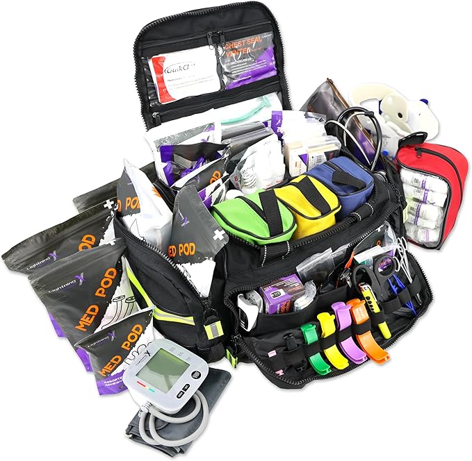 Lightning X Premium Stocked Modular EMS/EMT Trauma First Aid Responder Medical Bag + Kit