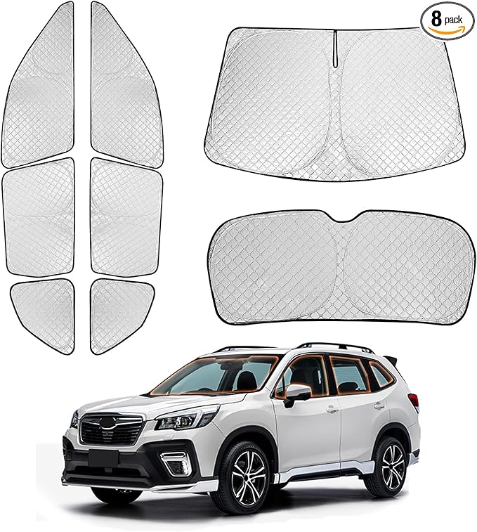 XCBYT 2019-2023 Forester Full Coverage Window Shades | 6-Layer Blackout Insulated Sun & UV Protection | Custom Fit Privacy Covers for Camping, Sleeping & Car Living (8 PCS)