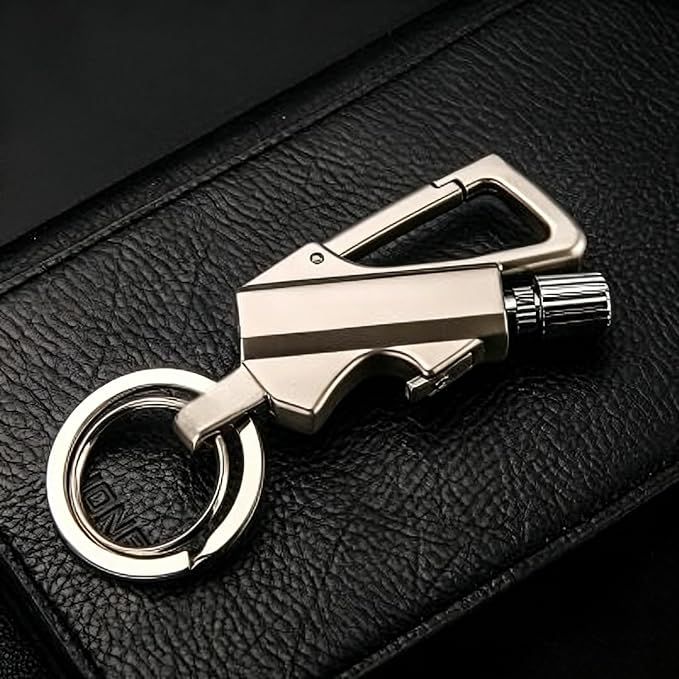 Permanent Match Infinity Lighter- Reusable Waterproof Survival Lighter with Multitool Keychain & Bottle Opener, Starter for Outdoor Camping, Hiking, Emergency Kits (Gold+Silver)