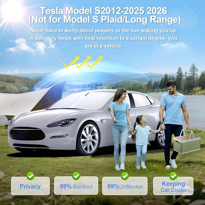 8pcs Car Window Shades for Tesla Model S 2012-2025 2026 (Not Model S Plaid/Long Range) Accessories,Windshield Side Rear Full Sunshade,Sun Visor UV Blocking, Privacy Protection for Camping Outdoor