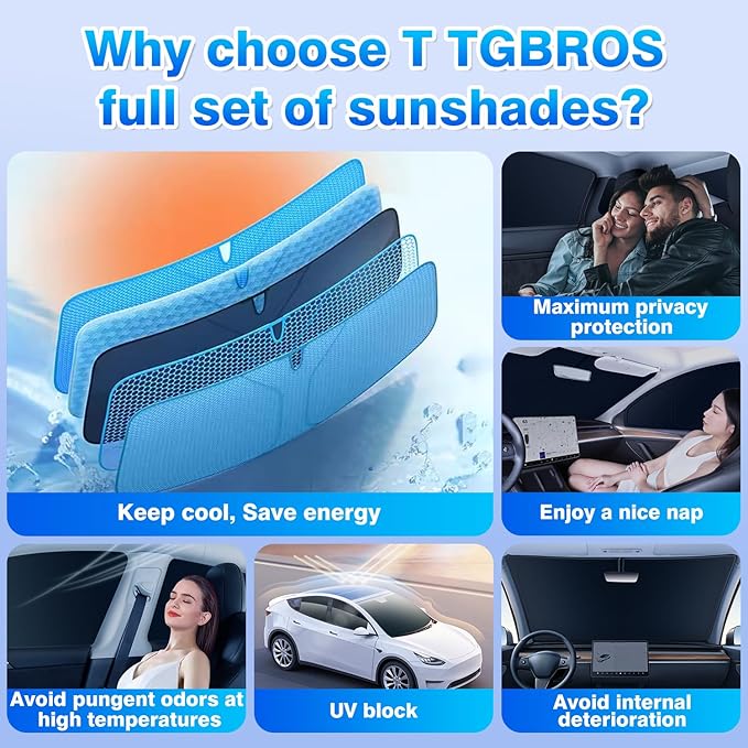T TGBROS Windshield Sun Shade for Toyota RAV4 2019-2024 2025 Car Window Shades Thicken UV Block and Blackout Privacy Foldable Sunshades 8PCS Accessories Keep Cool Sun Visor Covers