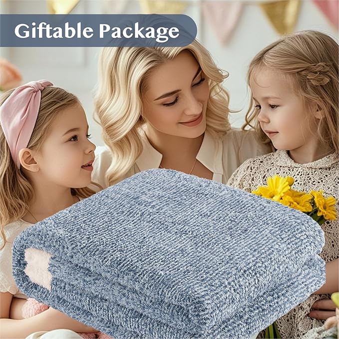 WRENSONGE Throw Blanket Cationic Dyeing Blue Soft Cozy Fluffy Warm Hand Made Throw Blankets for Couch, Sofa, Chair, Bed, Camping, Picnic, Travel Lightweight Bed Blanket - 50"*70"