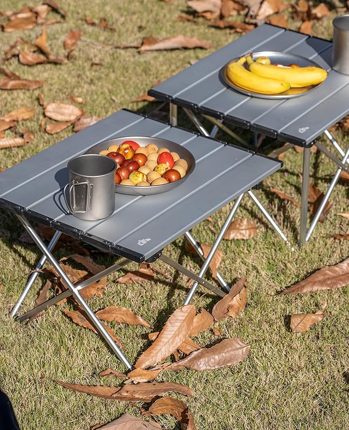 iClimb Ultralight Compact Camping Folding Table with Carry Bag (Silver - S)