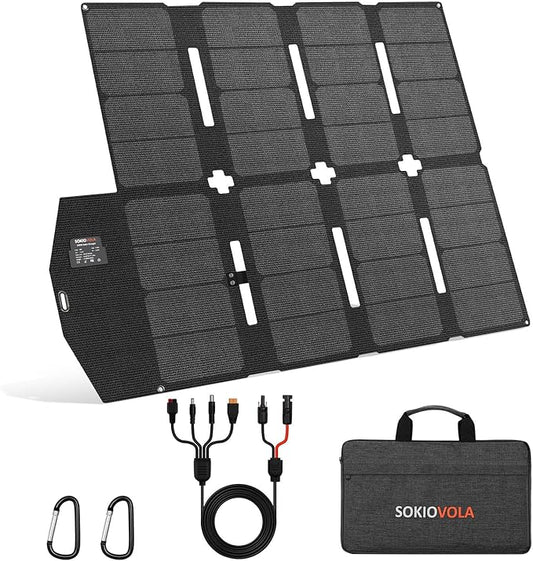 SOKIOVOLA 100W Portable Solar Panel MC-4 Foldable Solar Panel Charger Kits 18V IP68 Waterproof Lightweight and Compact for Small Power Station RV Travel Outdoor Activities
