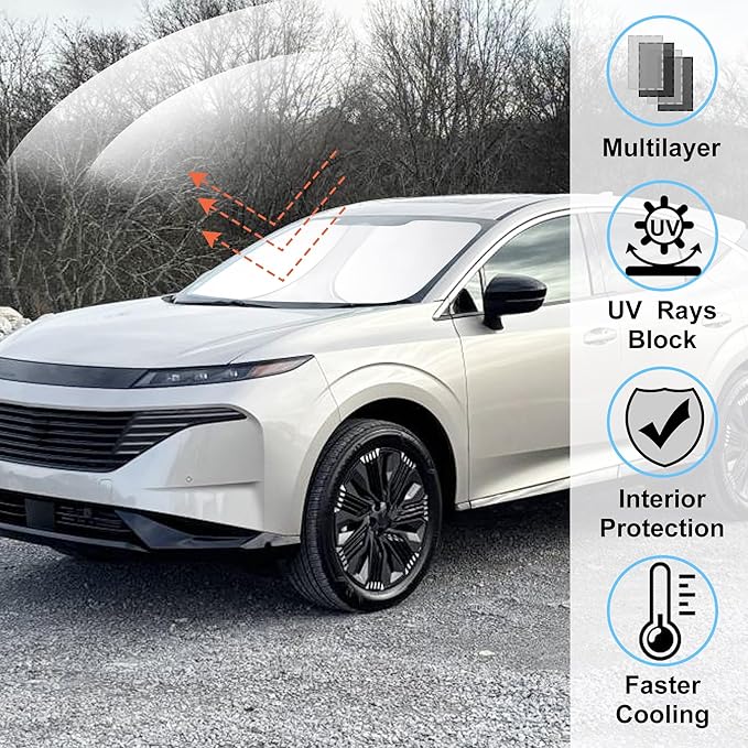 Windshield Sun Shade Custom Fit 2025 2026 Ni-ssan Murano Accessories Foldable Sunshade Front Window Shades Covers Protect Car from Sun Rays & Heat Damage Keep Car Cooler