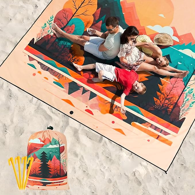 HIHOHO Beach Blanket Waterproof Sandproof Extra Large Beach Mat 79" X 83"/120"x108"for 1-8 Adults Quick Drying Durable Outdoor Picnic Mat for Beach Travel Camping Hiking