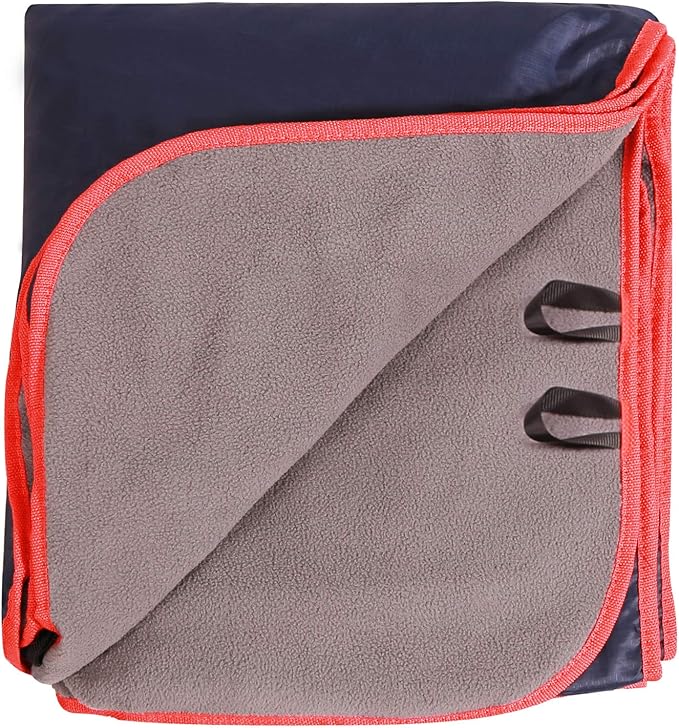 REDCAMP Large Waterproof Stadium Blanket for Cold Weather, Soft Warm Fleece Camping Blanket Windproof for Outdoor Sports, Dark Blue
