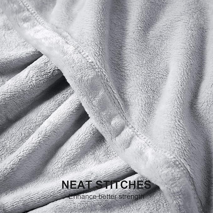 Hansleep Fleece Light Grey Queen Blanket, Super Soft Flannel Fuzzy Plush Cozy Blanket for All Seasons, Light Grey, Queen 90x90 Inches