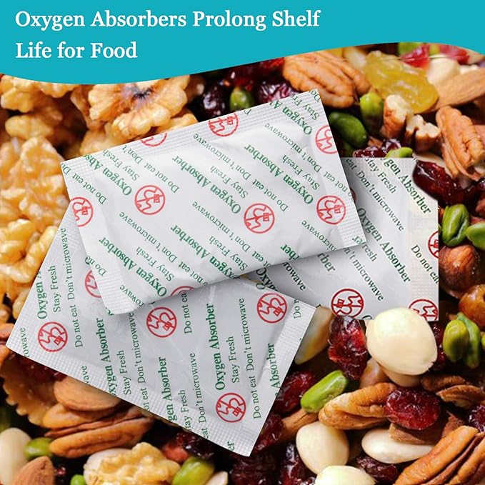 VacYaYa 100CC(100-Pack) Food Grade Oxygen Absorbers Packets for Home Made Jerky and Long Term Food Storage