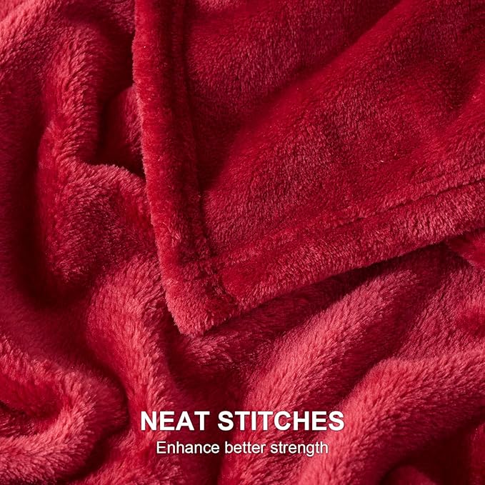 Hansleep Fleece Red Throw XL Blanket, Super Soft Flannel Fuzzy Plush Cozy Blanket for All Seasons, Red, Throw XL 50x70 Inches
