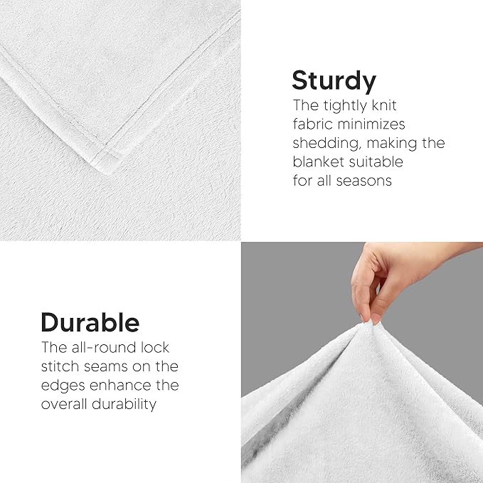 Utopia Bedding Fleece Blanket Queen Size White (90x90 Inches) Ultra Soft Warm Lightweight Microfiber Breathable Anti-Static Cozy Winter Bed Blanket, All-Season Home Decor Gift for Men & Women