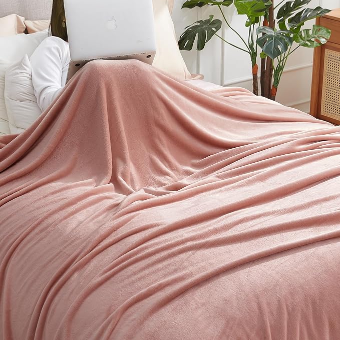 Hansleep Fleece Dusty Pink Throw XL Blanket, Super Soft Flannel Fuzzy Plush Cozy Blanket for All Seasons, Dusty Pink, Throw XL 50x70 Inches