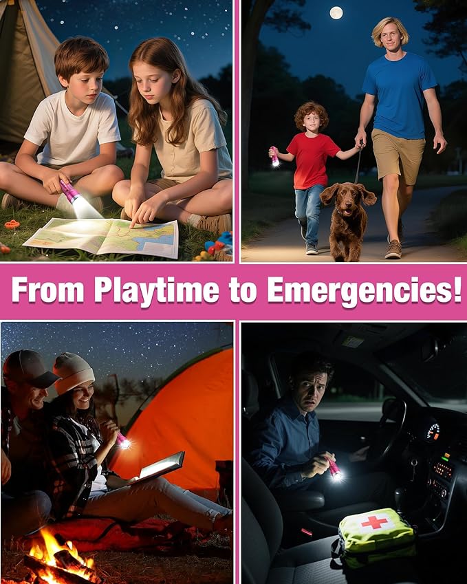 EverBrite Small Flashlight, Compact LED Flash Light with 3 Modes, 3 AAA Batteries Included, Water-Resistant Mini Flashlight for Home,Emergencies and Camping, Pink, 1 Pack