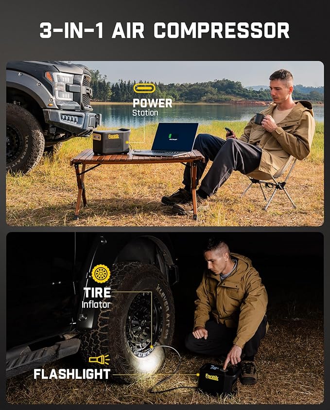 Fanttik X9 Ultra Portable Tire Inflator for Pickup Truck, RV | 3-in-1 Air Pump, Power Station, Flashlight | 6X Faster Inflator with Digital Gauge | Air Compressor for Light Truck, SUV, Compact Car