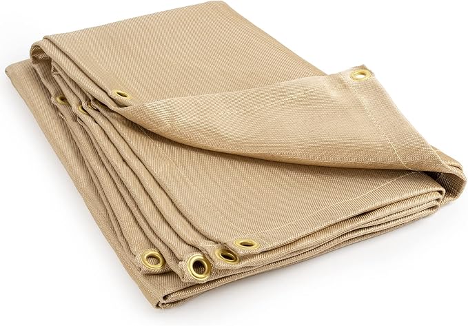 YESWELDER Heavy Duty Fiberglass Welding Blanket, 6 x 8ft Fireproof Insulation Blanket, 1/3”(8mm) Thickened Weld Cover with Grommets, Thermal Resistant Insulation Welding Curtain Mat Grill