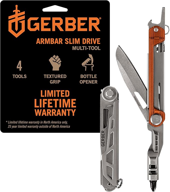 Gerber Gear Armbar Slim Drive Pocket Knife EDC Multitool with Screwdriver, Bottle Opener, Burnt Orange