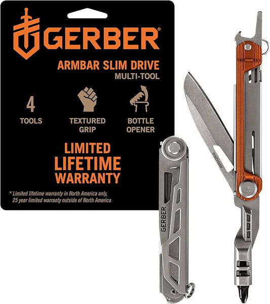 Gerber Gear Armbar Slim Drive Pocket Knife EDC Multitool with Screwdriver, Bottle Opener, Burnt Orange