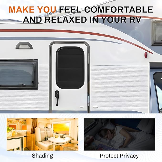 JUSTTOP RV Door Window Shade, New Model Foldable RV Blackout Window Cover with Reflective Silver Coating | UV Protection Sun Shade for RV Travel | RV Accessories Must-Have for Camping & Road Trips