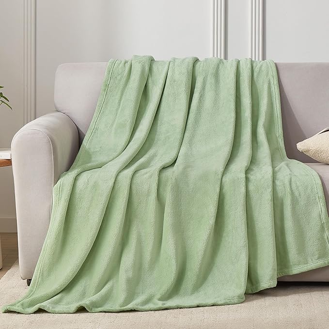 Hansleep Fleece Sage Green Twin Blanket, Super Soft Flannel Fuzzy Plush Cozy Blanket for All Seasons, Sage Green, Twin 60x80 Inches