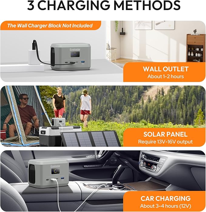 Enginstar Portable Power Station,Outdoor 96Wh LiFePO4 Battery,Solar Generator 100W Two-Way Fast Charging,Power bank for Camping, Traveling, Party and Emergencies