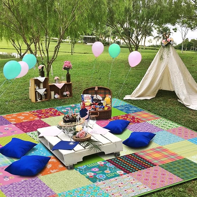 Supfitness Extra Large Picnic Blankets Waterproof Foldable (60"x 80") Boho Beach Blanket Waterproof Sandproof,3-Layer Thicking Mat Outdoor Packable Camping Blanket
