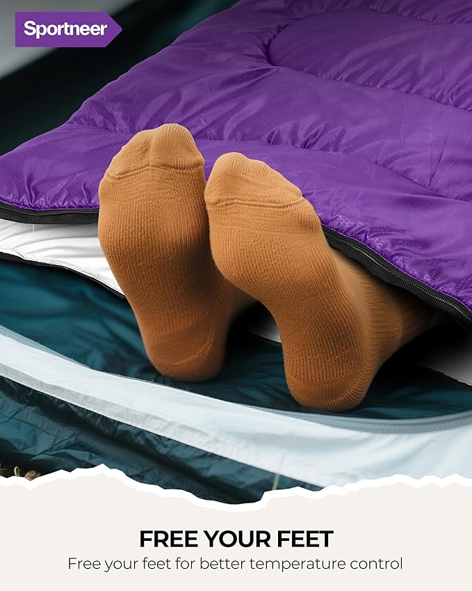 Sportneer Sleeping Bag for Adults & Kids, Cold Weather & Warm Waterproof Camping Sleeping Bag, Compact Portable for Camping Hiking & Travel