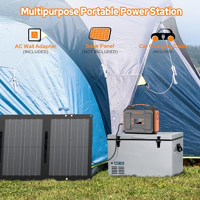 Portable Power Station 300W Solar Generator 280Wh(without Solar Panel), 110V Portable Power Bank with AC Outlet Pure Sine Wave, DC, USB QC3.0, External Battery Power Pack for Camping RV Outdoor Use