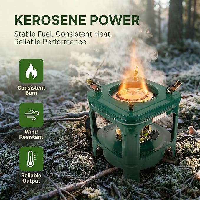 Garneck Outdoor Stove Portable Kerosene Stove – Camping Heater Barbecue Burner for Outdoor Cooking Emergency Heating Hiking Picnic Survival Gear