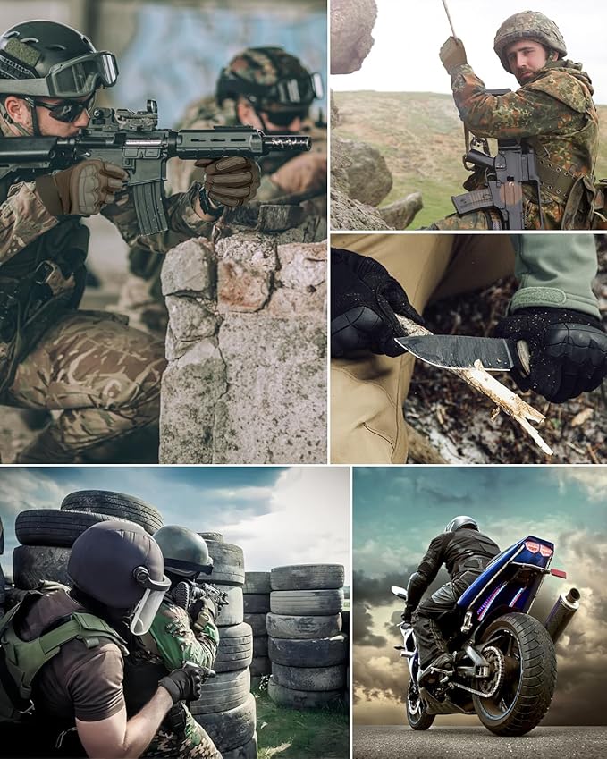 KUMGIM Tactical Gloves for Men, Motorcycle Military Combat Gloves Black Airsoft Gloves Touchscreen for Airsoft Outdoor Hunting Shooting Paintball Work Motorcycling Climbing