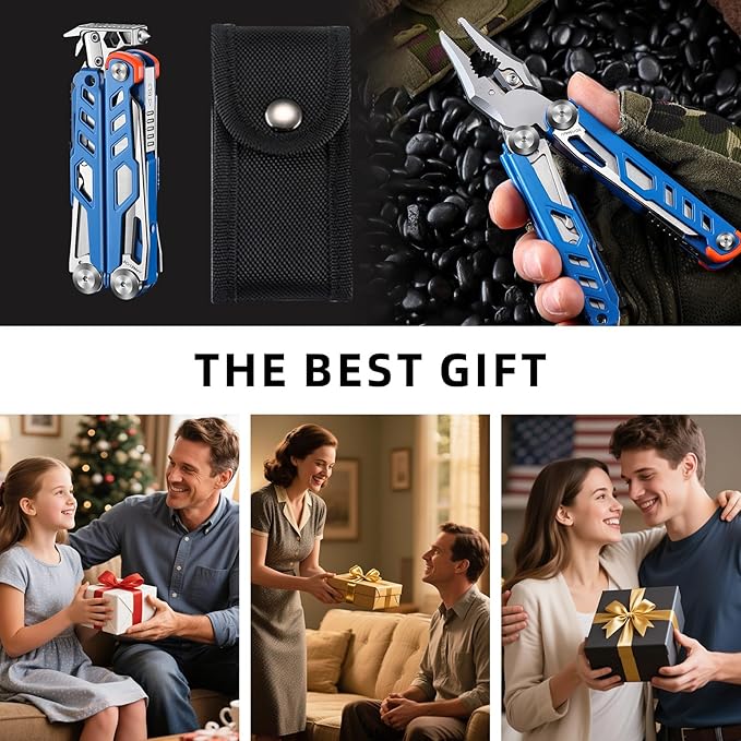 23-in-1 Multitool Pliers with Scissors, Wire Cutters, Window Breaker, Flint, Saw Screwdrivers Bottle Opener,High-carbon Steel Multi Tool with Carrying Pouch Ideal for Camping Survival and Gift