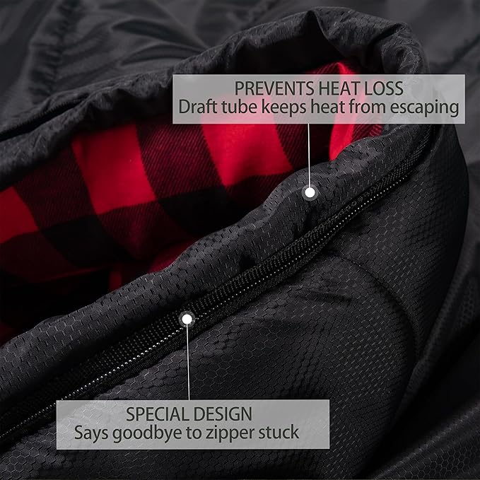 HiZYNICE Cold Weather Sleeping Bag 100% Cotton Flannel XXL for Adults Big and Tall,Free Compression Sack