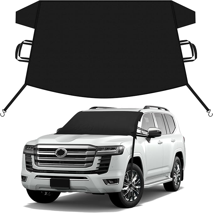EcoNour Car Snow Cover Compatible for Toyota Landcruiser | Windshield Cover for Ice and Snow with S-Hook Straps | Heavy-Duty 600D Oxford Winter Car Cover, Waterproof & Anti-Slip