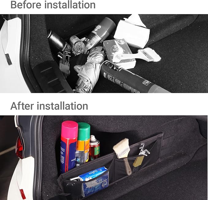 1PCS Car Rear Trunk Organizer Side Divider Board Console Storage Divider Waterproof Easy To Install Trunk Storage Organizer Side for Car, SUV,[Black]