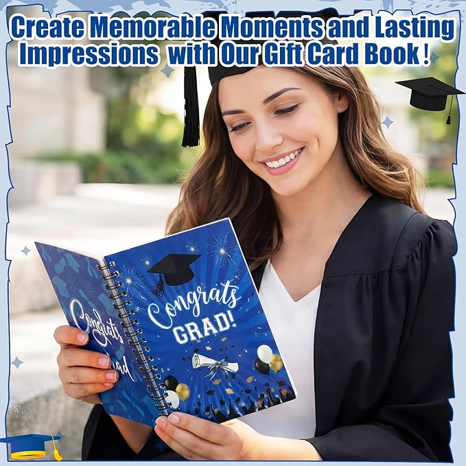 Zhanmai College Gift Card Book 7 x 5 Inch Graduation Gift Card Book 2026 College Survival Booklet Organizer Leaving Home High University School Birthday Care Package Cash Holder(Congrats Grad)