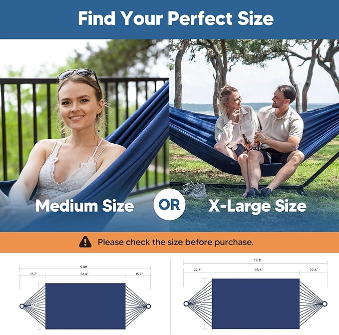 SUNCREAT Hammocks for Outside, Portable Camping Tree Hammock, Hammock Replacement for Stand, Navy