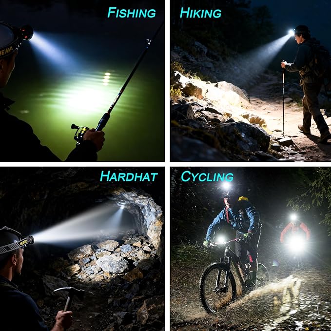 Headlamp Rechargeable 5000 High Lumen: Super Bright LED Head Lamp with Motion Sensor, 9 Modes, IPX7 Waterproof, 90°Adjustable, Zoomable Headlight for Adults Hunting Camping Hiking Running