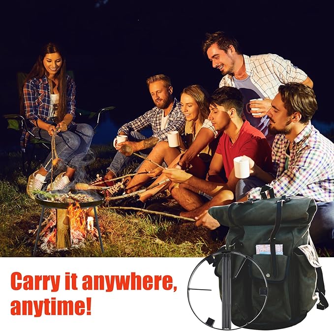 Campfire Tripod for Cooking - Campfire Cooking Equipment, Outdoor Fire Pit Stand, Portable Cast Iron Open Camping Tripod cookware for Dutch Oven,Grill,Lodge,firepit