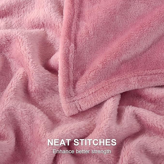 Hansleep Fleece Dusty Rose King Blanket, Super Soft Flannel Fuzzy Plush Cozy Blanket for All Seasons, Dusty Rose, King 90x108 Inches